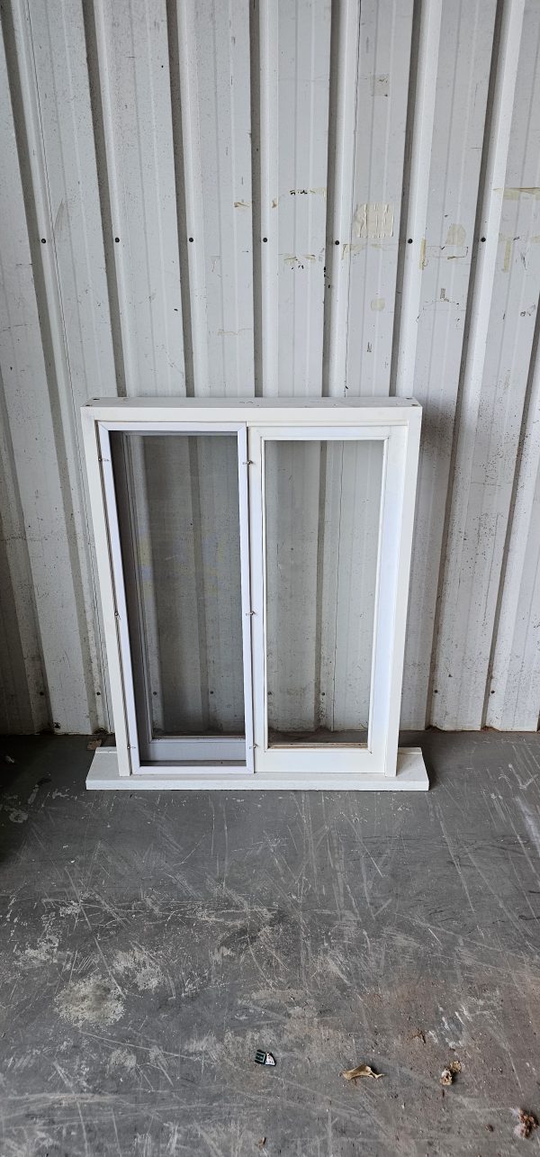 1180x863 XO sliding window white primed clear glass with flyscreen
